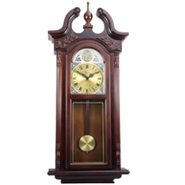 Clock King 38 in. Clock Collection Grand Antique Chiming Wall Clock with Roman Numerals - Cherry Oak Finish CL3585808 - main